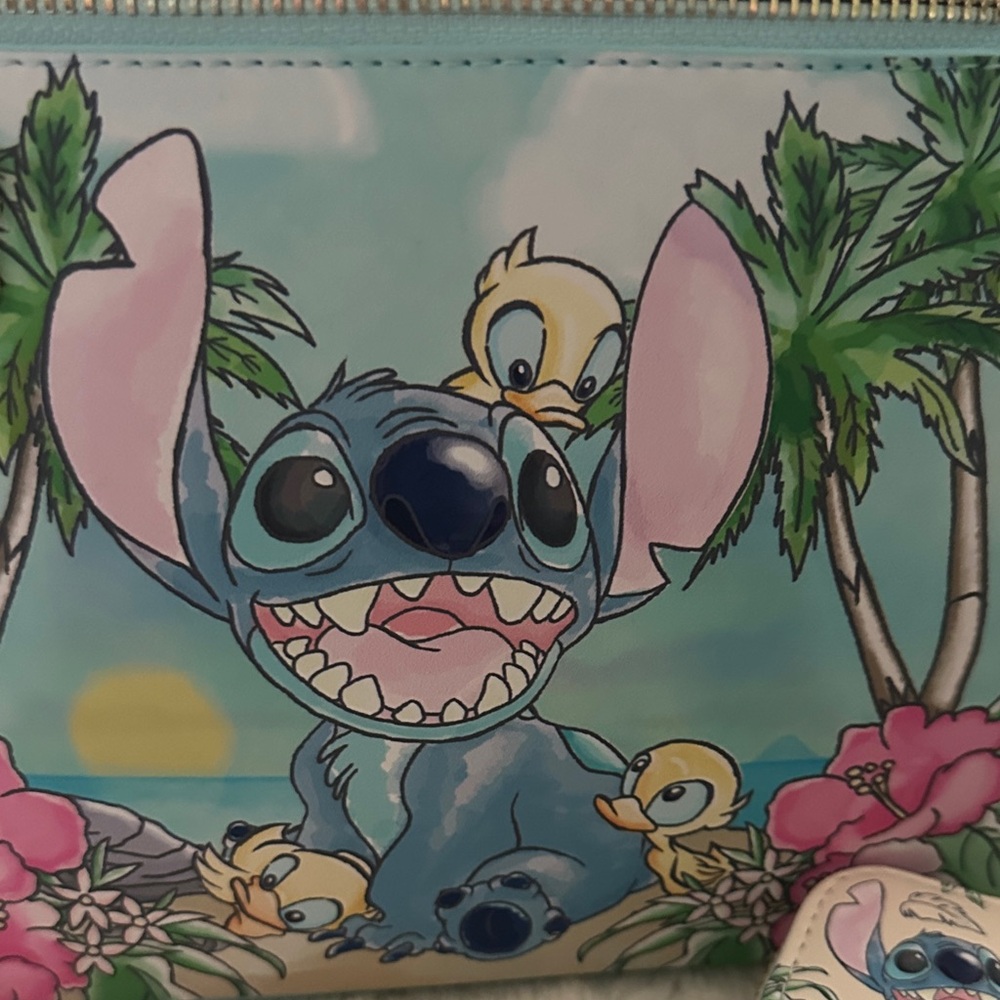 Loungefly Disney Stitch Floral with ducks Backpack and Wallet - NWT - Picture 3 of 6